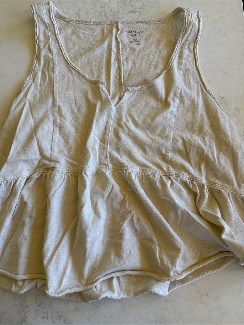 American Eagle Outfitters Light Cream Peplum Tank